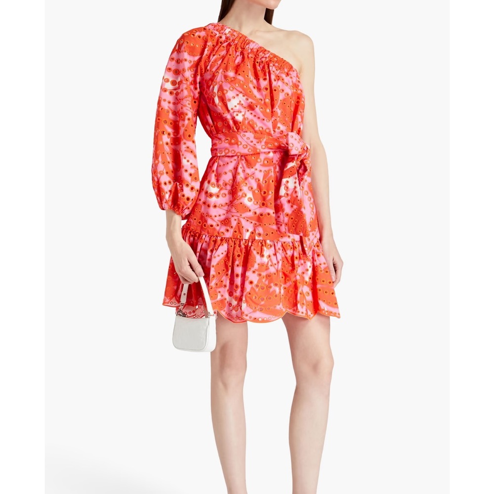 ML MONIQUE LHUILLIER orange/pink floral dress